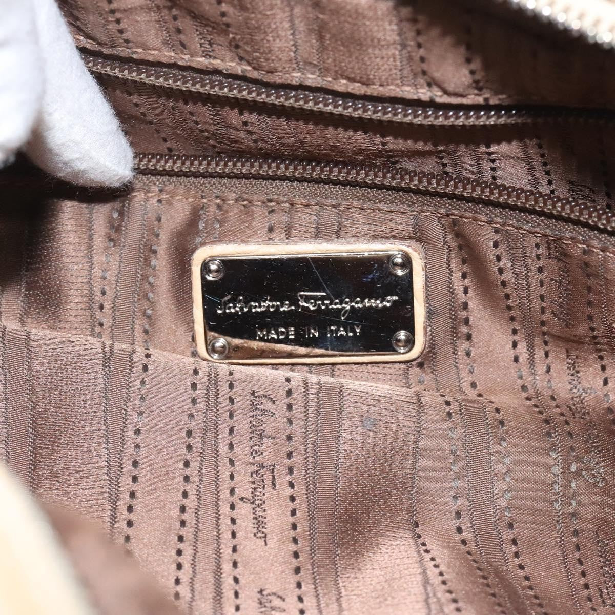 Salvatore Ferragamo Salvatore Ferragamo Gancini Shoulder Bag Leather Beige Silver Authentic EC551