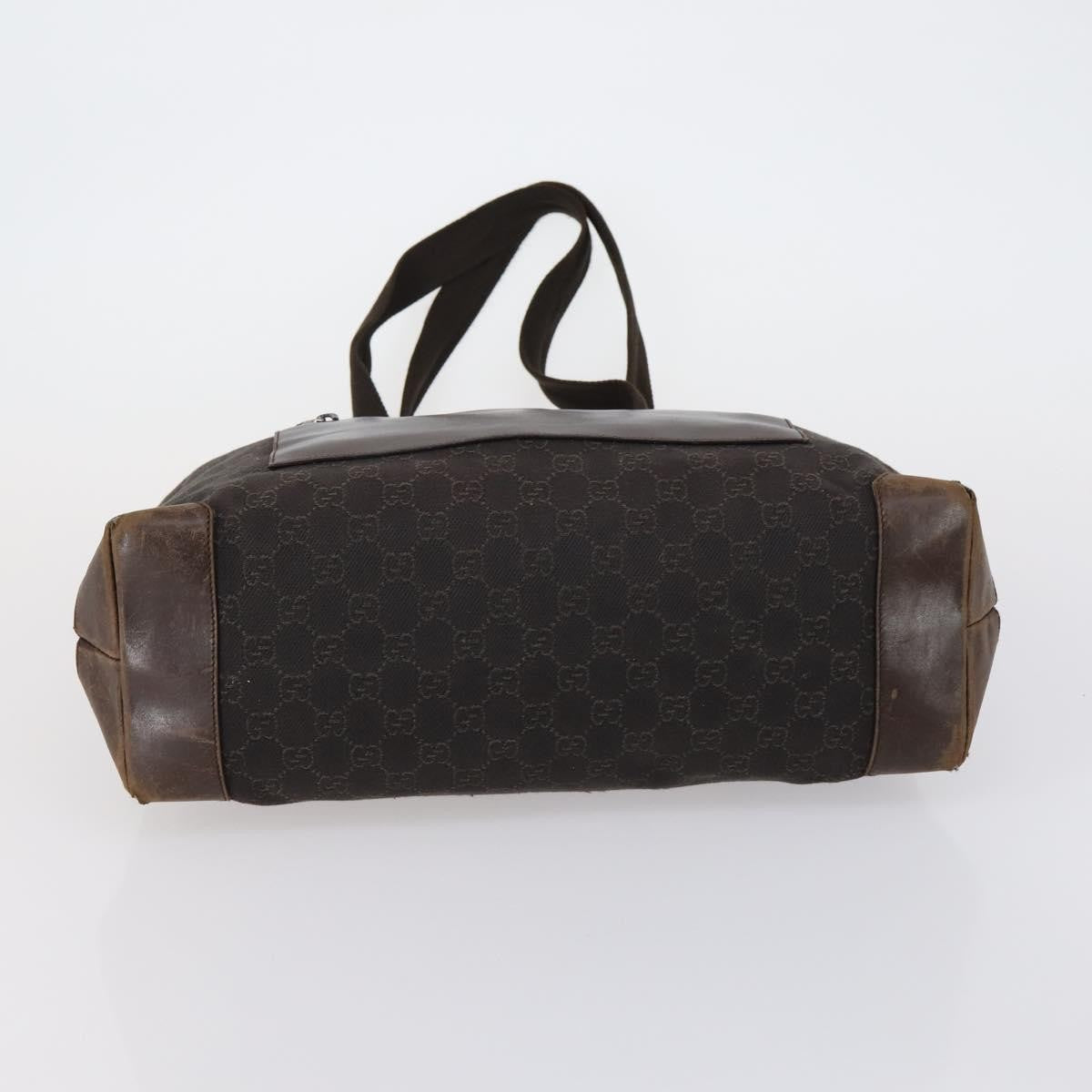 Gucci GUCCI GG Canvas Shoulder Bag Leather 3 Set Beige Dark Brown Authentic 152612