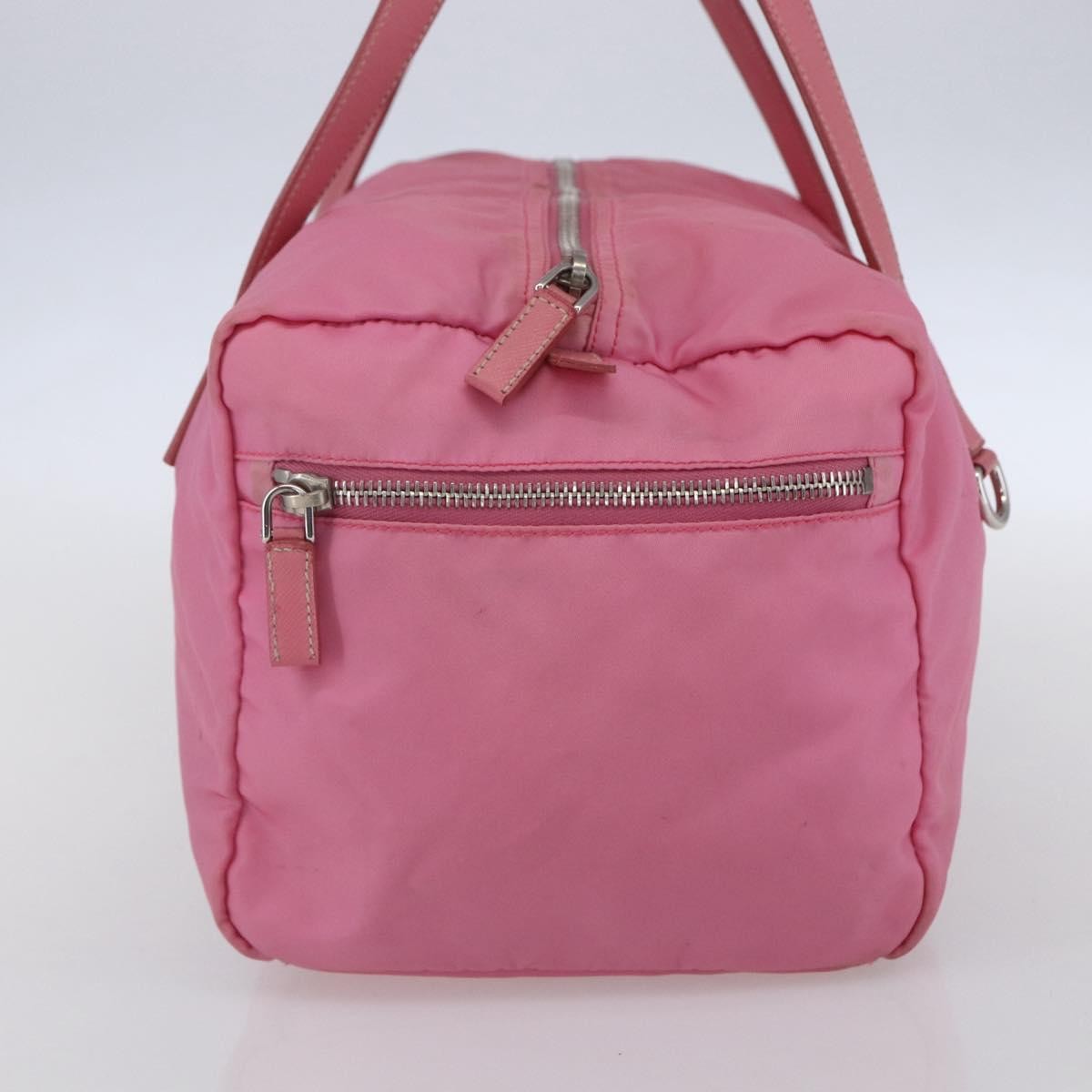 Prada PRADA Hand Bag Nylon Pink Silver Authentic 155083