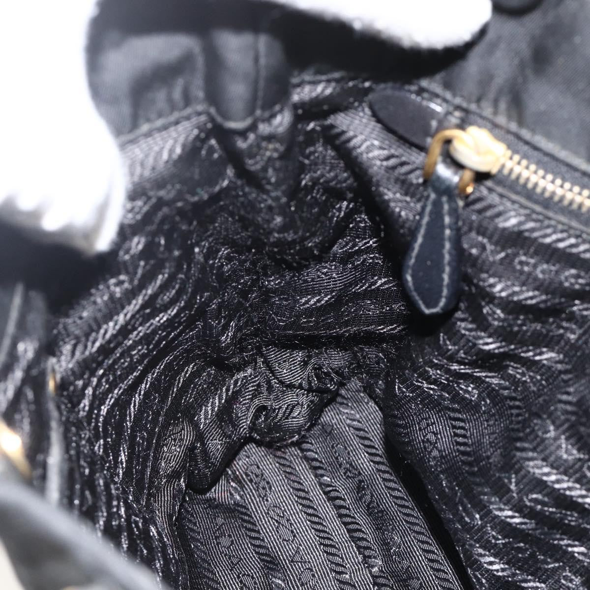Prada PRADA Hand Bag Nylon Black Gold Authentic 175270