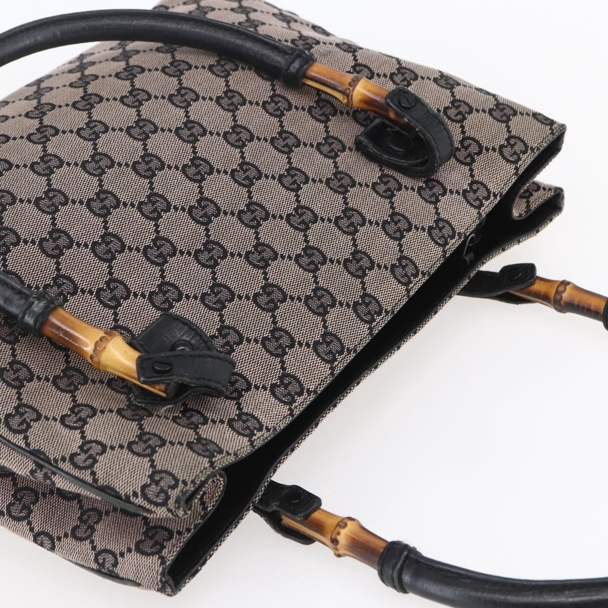 Gucci GUCCI GG Canvas Bamboo Tote Bag Navy 112526 Authentic 154654