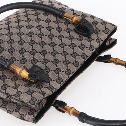 Gucci GUCCI GG Canvas Bamboo Tote Bag Navy 112526 Authentic 154654