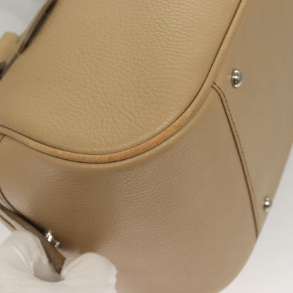 Burberry BURBERRY Hand Bag Leather Beige Silver Authentic ep9861