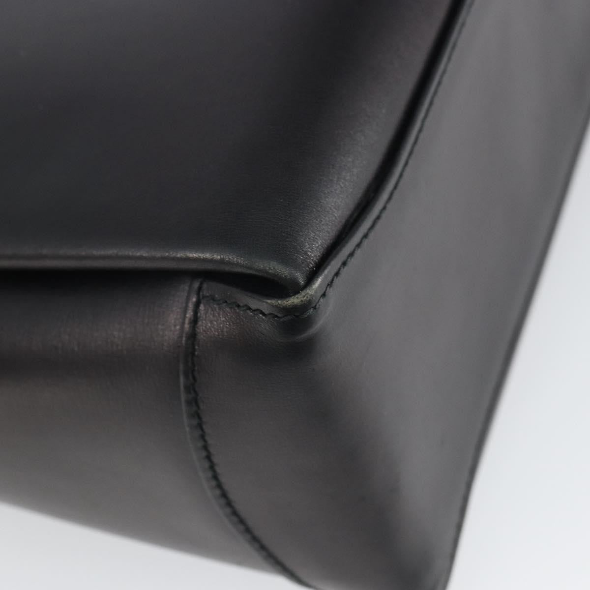 Gucci GUCCI Shoulder Bag Leather Black Gold Authentic mr1988
