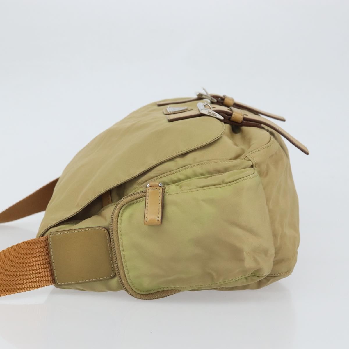 Prada PRADA Shoulder Bag Nylon Beige Silver Authentic 164243