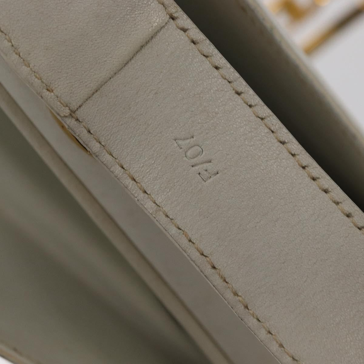 Celine CELINE Shoulder Bag Leather White Gold Authentic yk19773