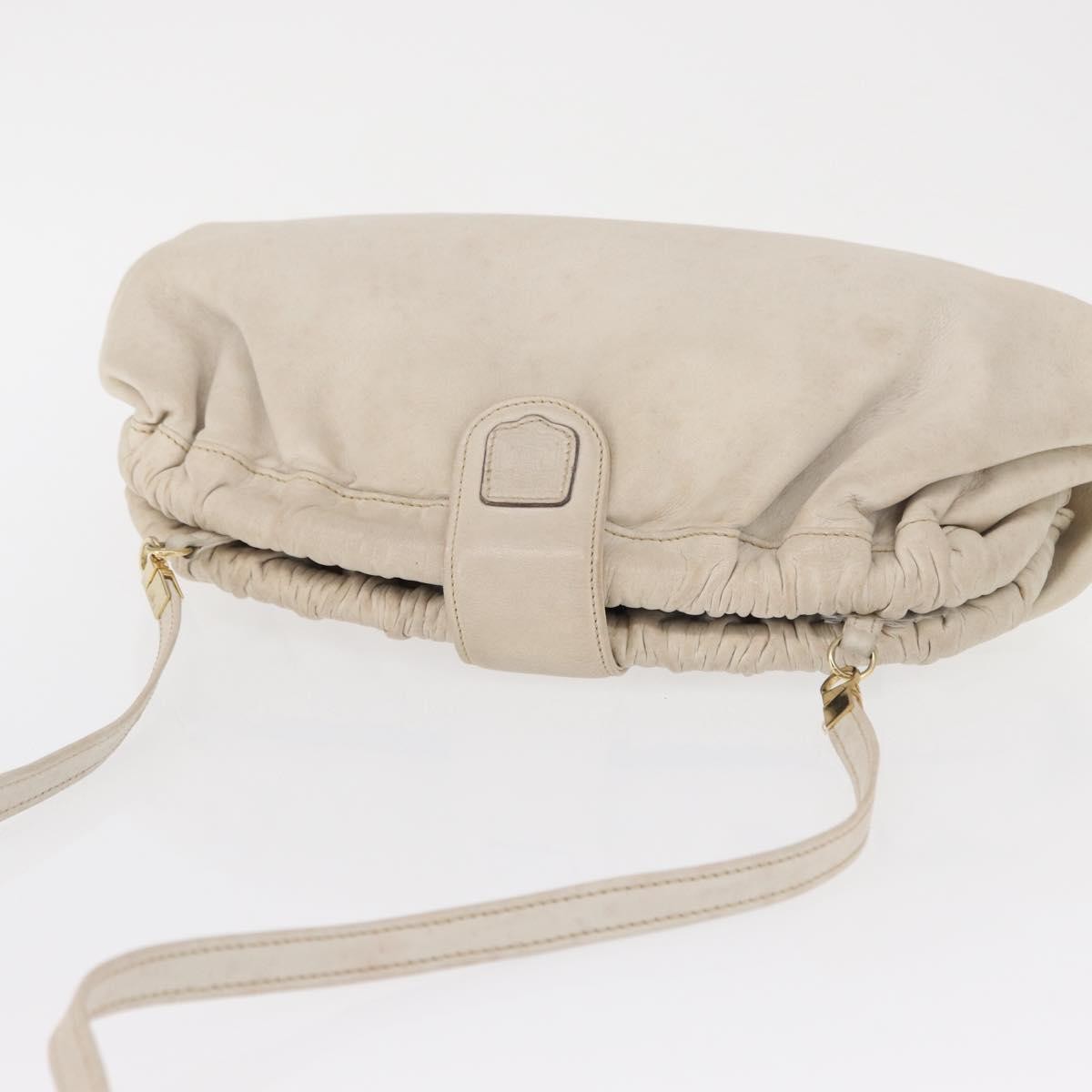 Celine CELINE Shoulder Bag Leather White Gold Authentic 162034
