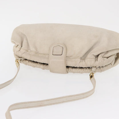 Celine CELINE Shoulder Bag Leather White Gold Authentic 162034