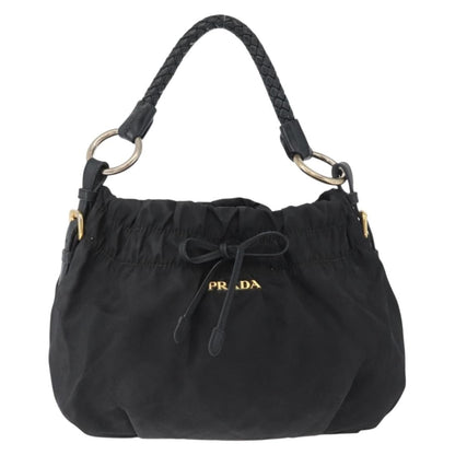Prada PRADA Hand Bag Nylon Black Gold Authentic 172825