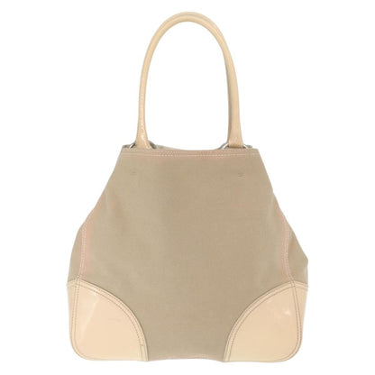 Prada PRADA Tote Bag Canvas Leather Beige Silver Authentic 160268