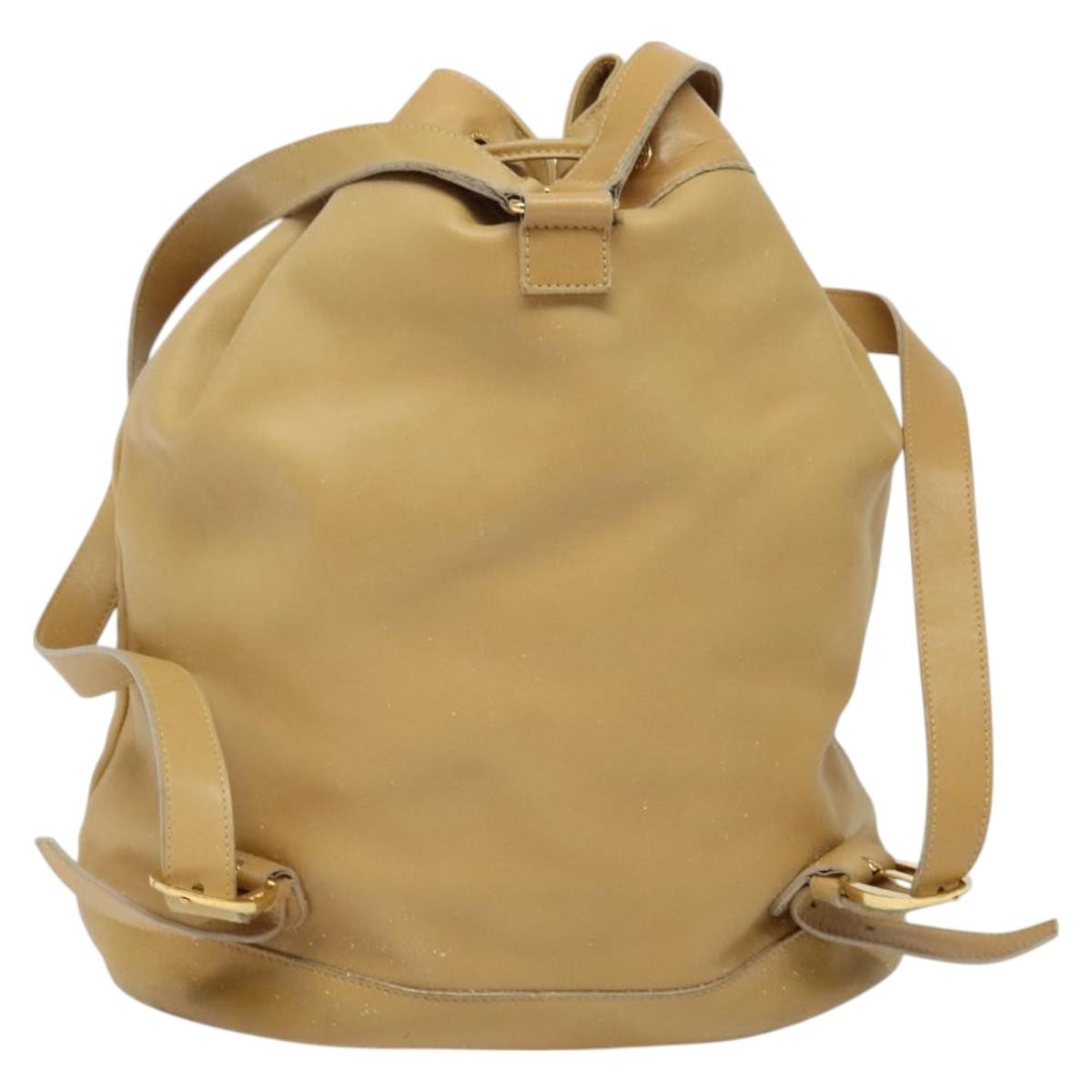 Gucci GUCCI Bamboo Backpack Leather Beige Gold 003 2855 0043 0 Authentic bs26085 Bag