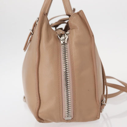Balenciaga BALENCIAGA The Paper A6 Hand Bag Leather 2way Beige Silver 370926 Authentic 149646
