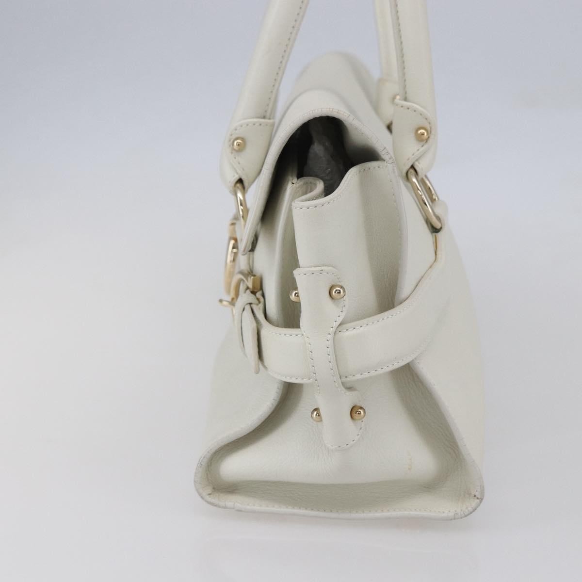 Salvatore Ferragamo Salvatore Ferragamo Gancini Shoulder Bag Leather White Gold Authentic 154689