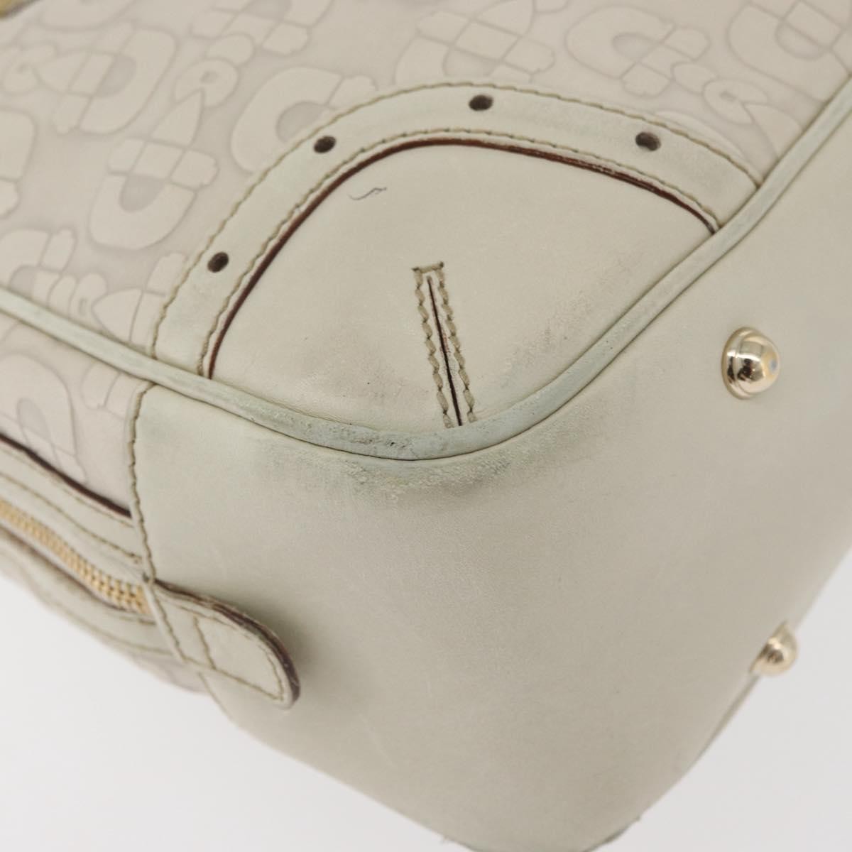 Gucci GUCCI Horsebit Hand Bag Leather White Gold 145770 Authentic bs34368