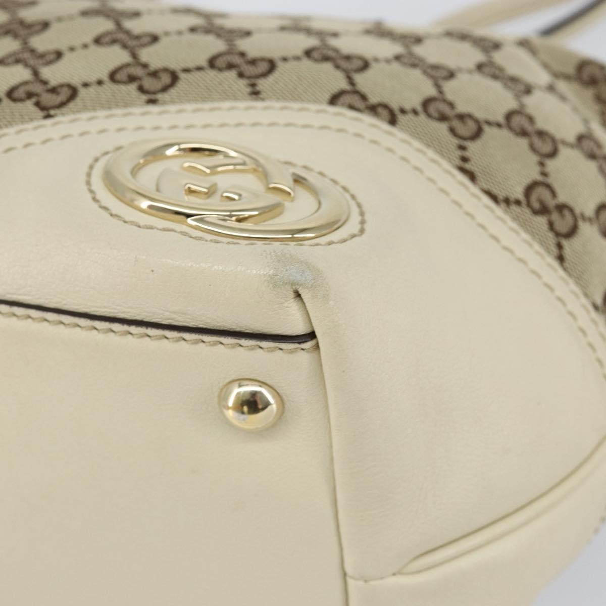 Gucci GUCCI GG Canvas Newbrit Tote Bag Beige Gold 169946 Authentic gh1314