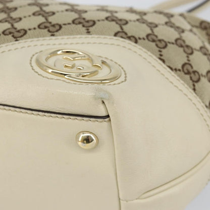 Gucci GUCCI GG Canvas Newbrit Tote Bag Beige Gold 169946 Authentic gh1314