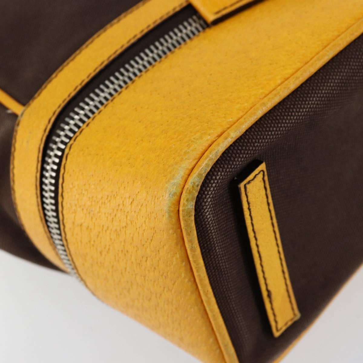 Prada PRADA Hand Bag Canvas Yellow Brown Authentic 154533