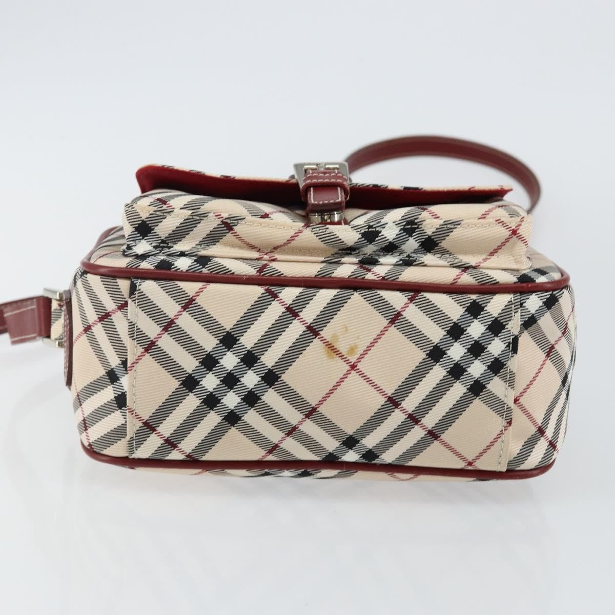 Burberry BURBERRY Nova Check Blue Label Shoulder Bag Canvas Beige Silver Authentic bs29446