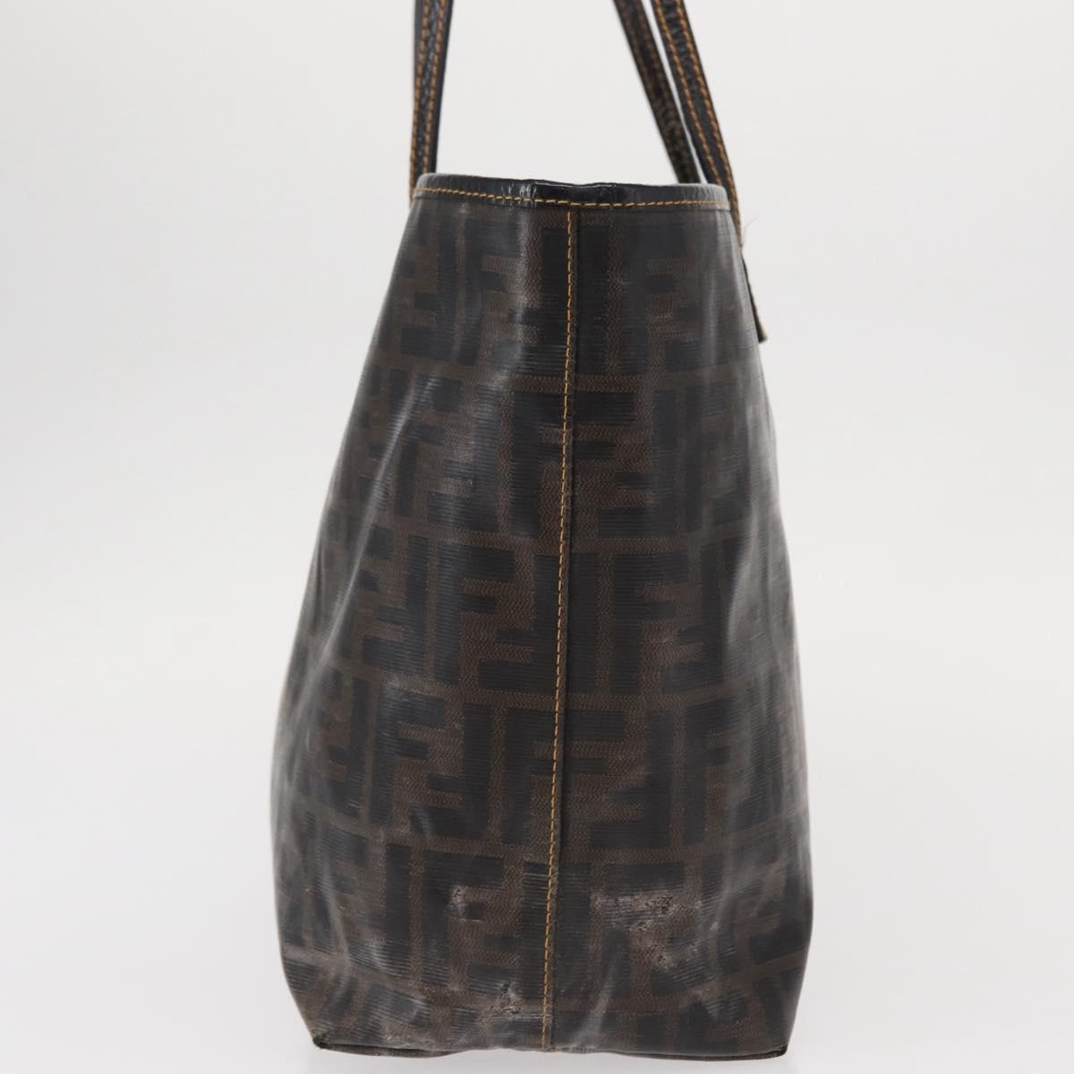Fendi FENDI Zucca Canvas Tote Bag Coated Canvas Black Brown Authentic ka771