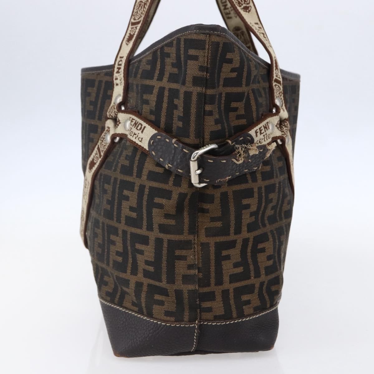 Fendi FENDI Zucca Canvas Celeria Tote Bag Black Brown Silver Authentic am9502