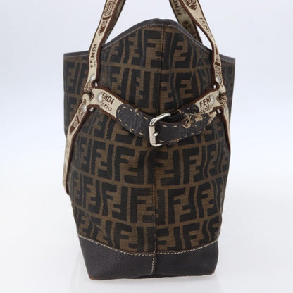 Fendi FENDI Zucca Canvas Celeria Tote Bag Black Brown Silver Authentic am9502