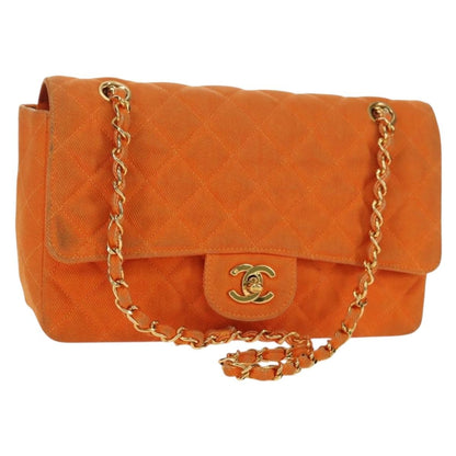 Chanel CHANEL Matelasse 25 Chain Shoulder Bag Corduroy Orange Gold CC Authentic 179800V