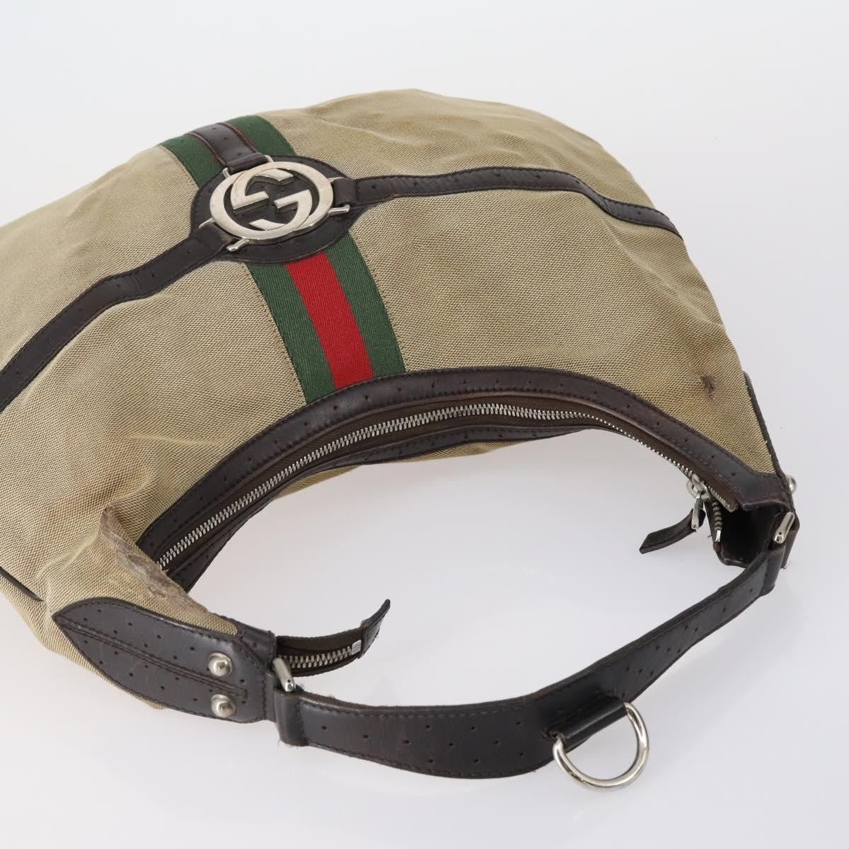 Gucci GUCCI Hand Bag Canvas nylon 4 Set Beige Black Green Authentic bs30536