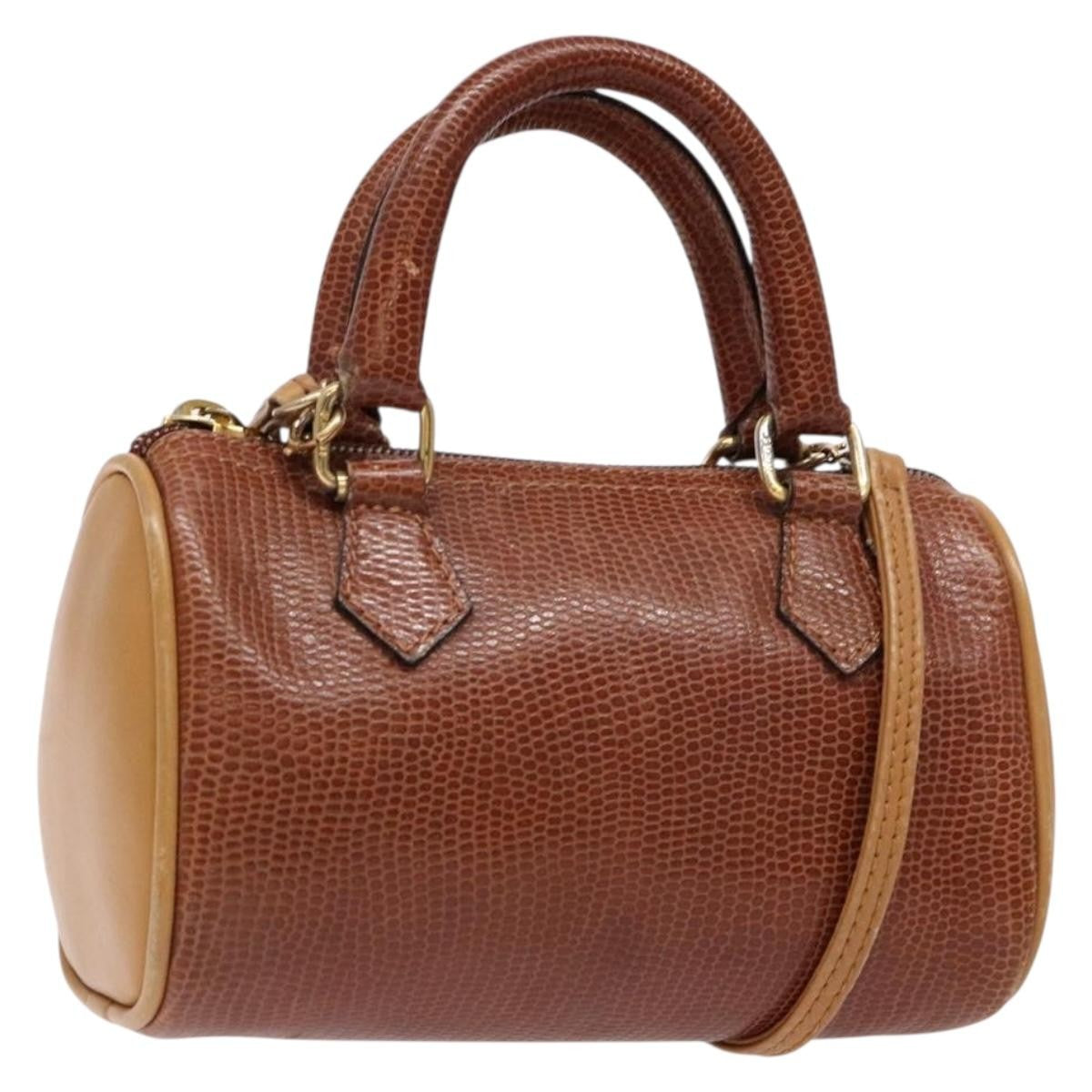 Fendi FENDI Hand Bag Leather 2way Brown Gold Authentic sw1085