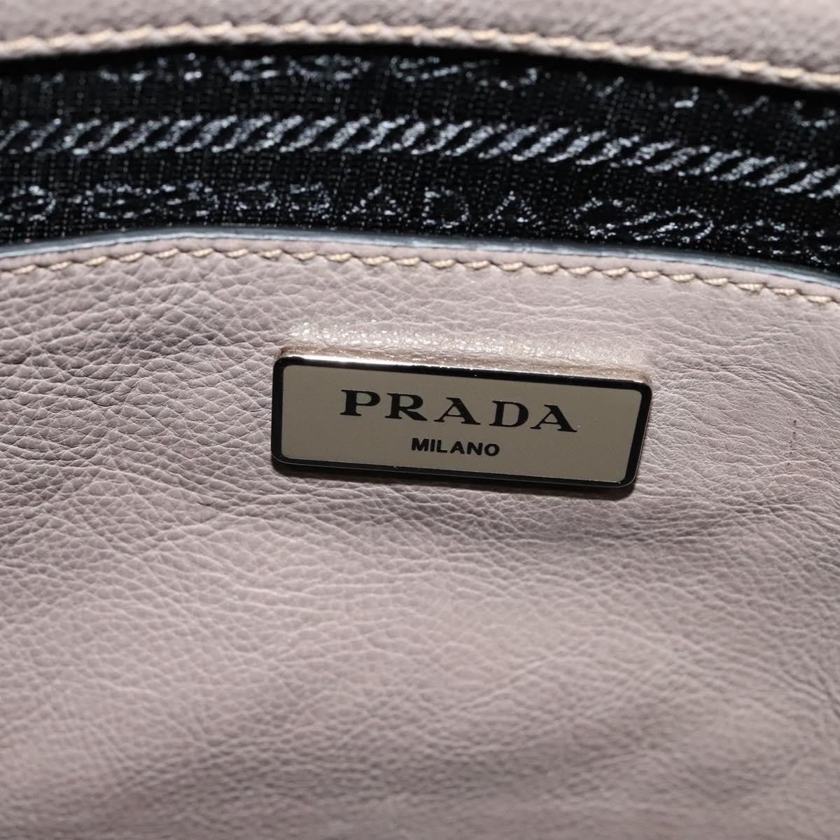 Prada PRADA Hand Bag Leather 2way Beige Silver Authentic am7940