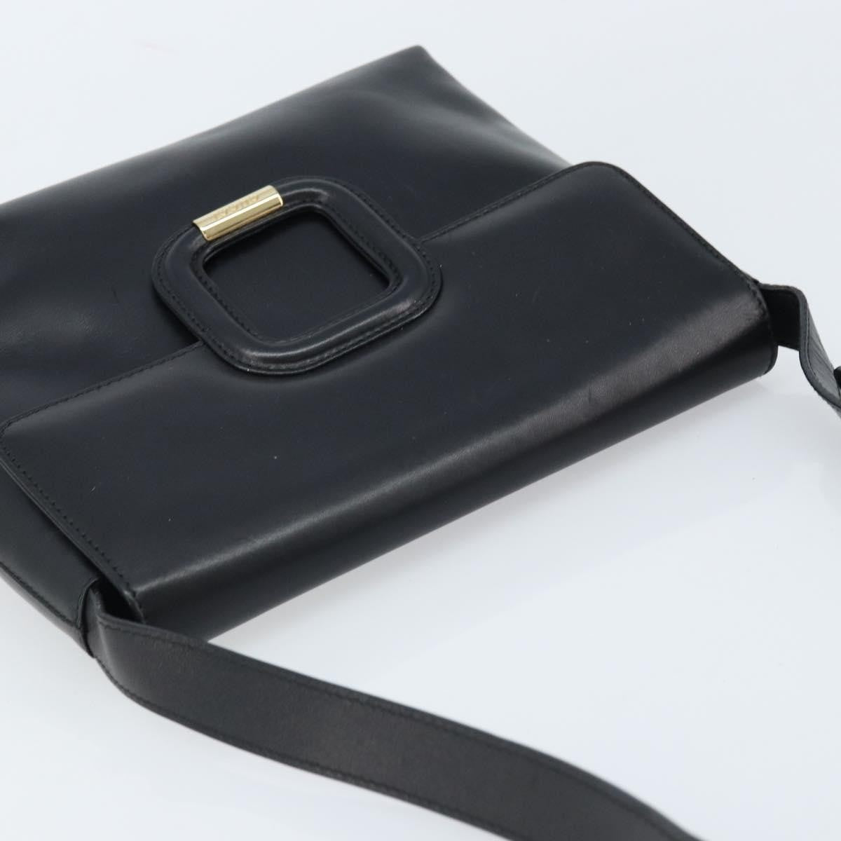 Gucci GUCCI Shoulder Bag Leather Black Gold 001 1998 1785 Authentic 173859