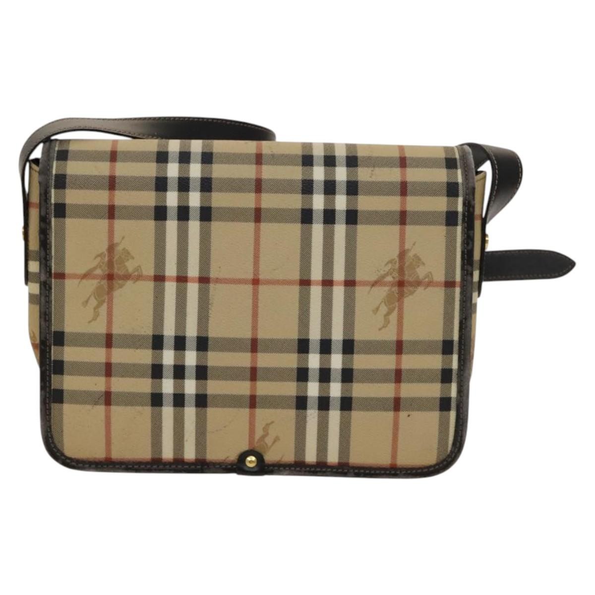 Burberrys Burberrys BURBERRY Nova Check Shoulder Bag PVC Beige Gold Authentic 136729