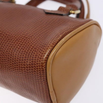 Fendi FENDI Hand Bag Leather 2way Brown Gold Authentic sw1085