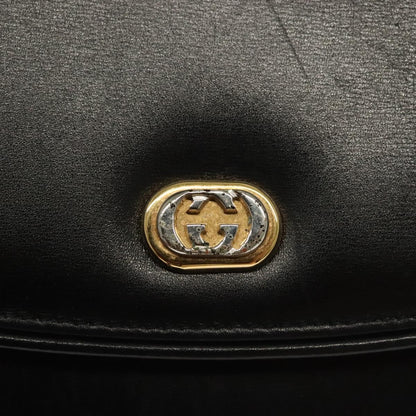 Gucci GUCCI Hand Bag Leather Black Gold 000 056 0004 Authentic ep10863