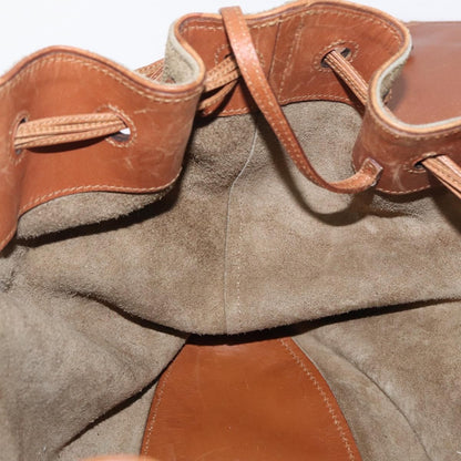 Gucci GUCCI Shoulder Bag Suede Beige Gold Authentic 162826