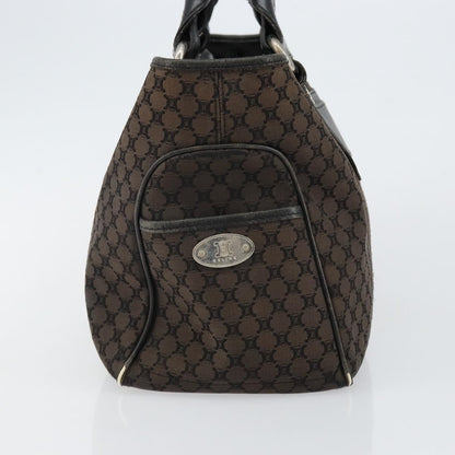 Celine CELINE Macadam Canvas Boogie Hand Bag Dark Brown Black Silver Authentic ti3458