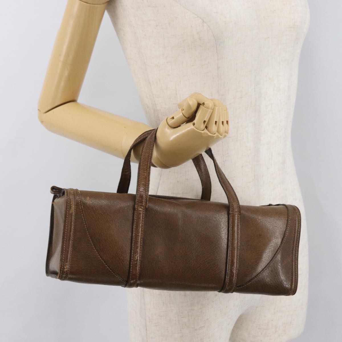 Gucci GUCCI Hand Bag Leather Brown Authentic 173031
