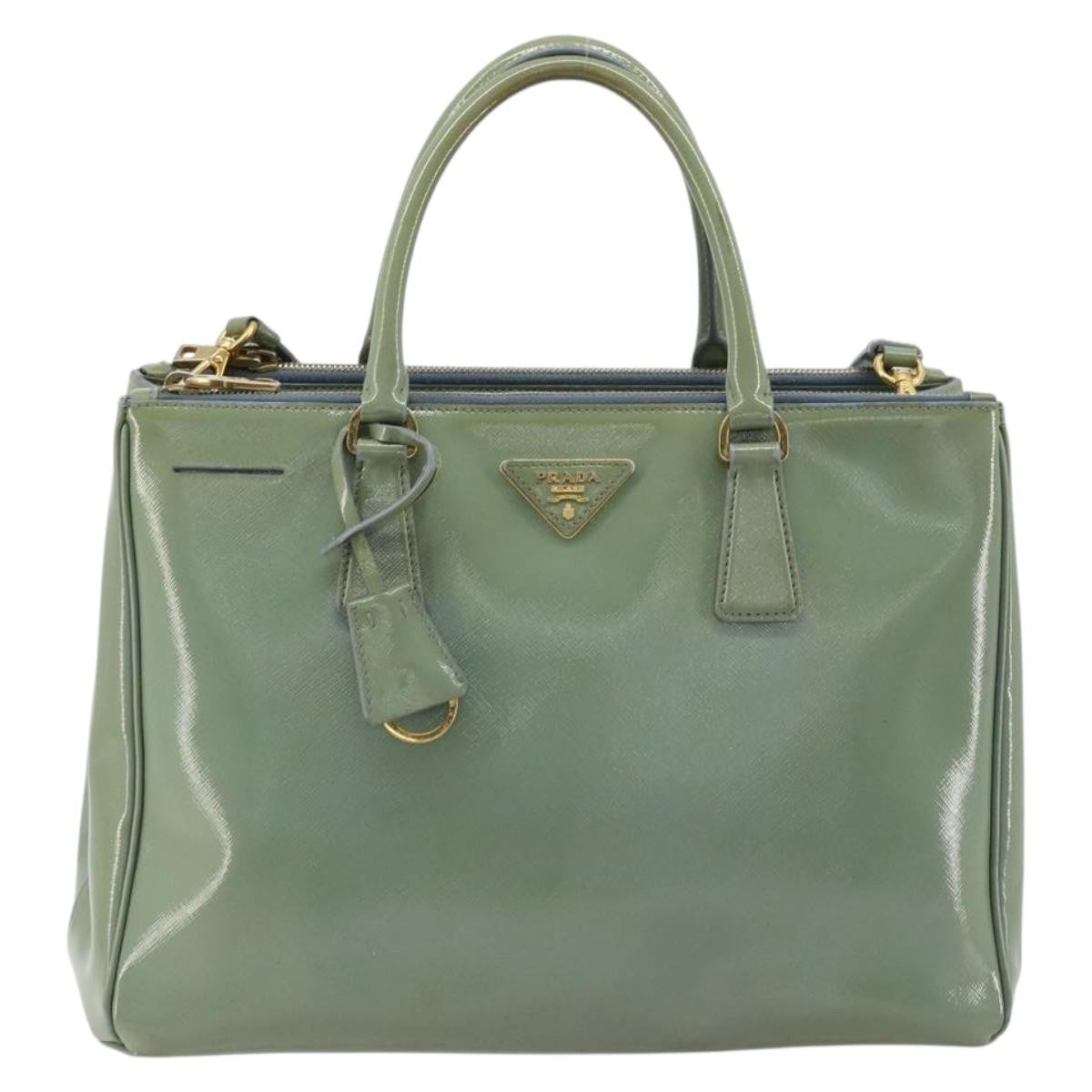 Prada PRADA Galleria Hand Bag Safiano leather 2way Green Gold Authentic bs35189