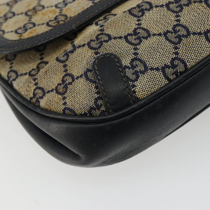 Gucci GUCCI GG Canvas Shoulder Bag Beige Navy Gold Authentic 92734
