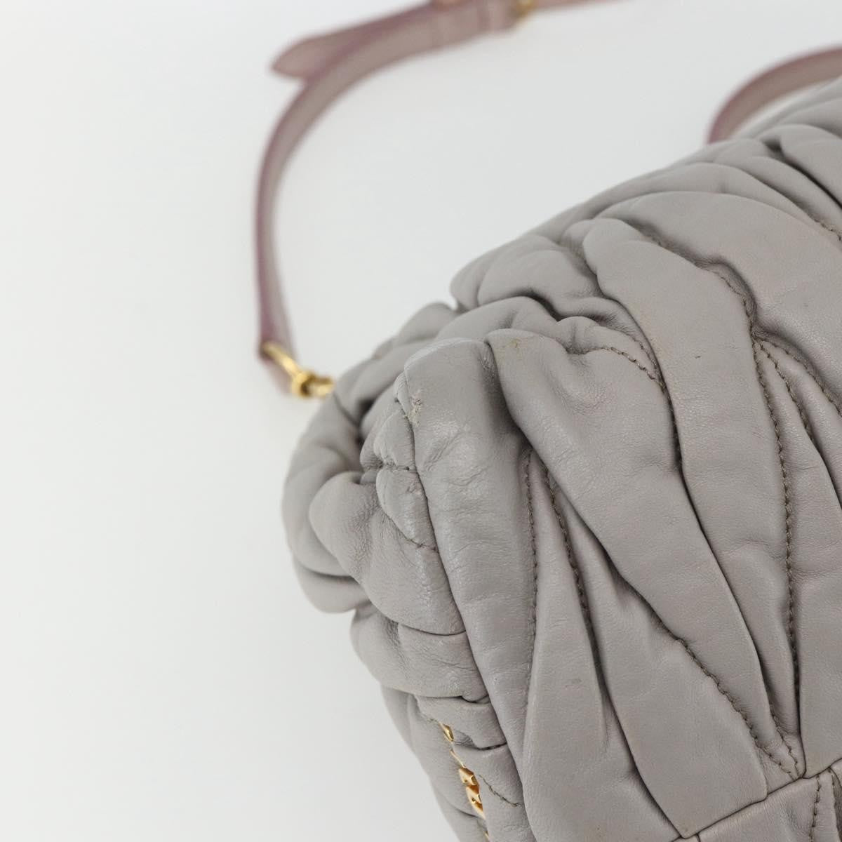Miu Miu Miu Miu Matelasse Shoulder Bag Leather Gray Gold Authentic 162864