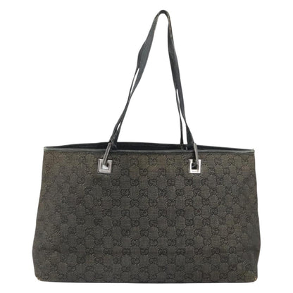 Gucci GUCCI GG Canvas Tote Bag Black Silver 36173 1705 Authentic 154445