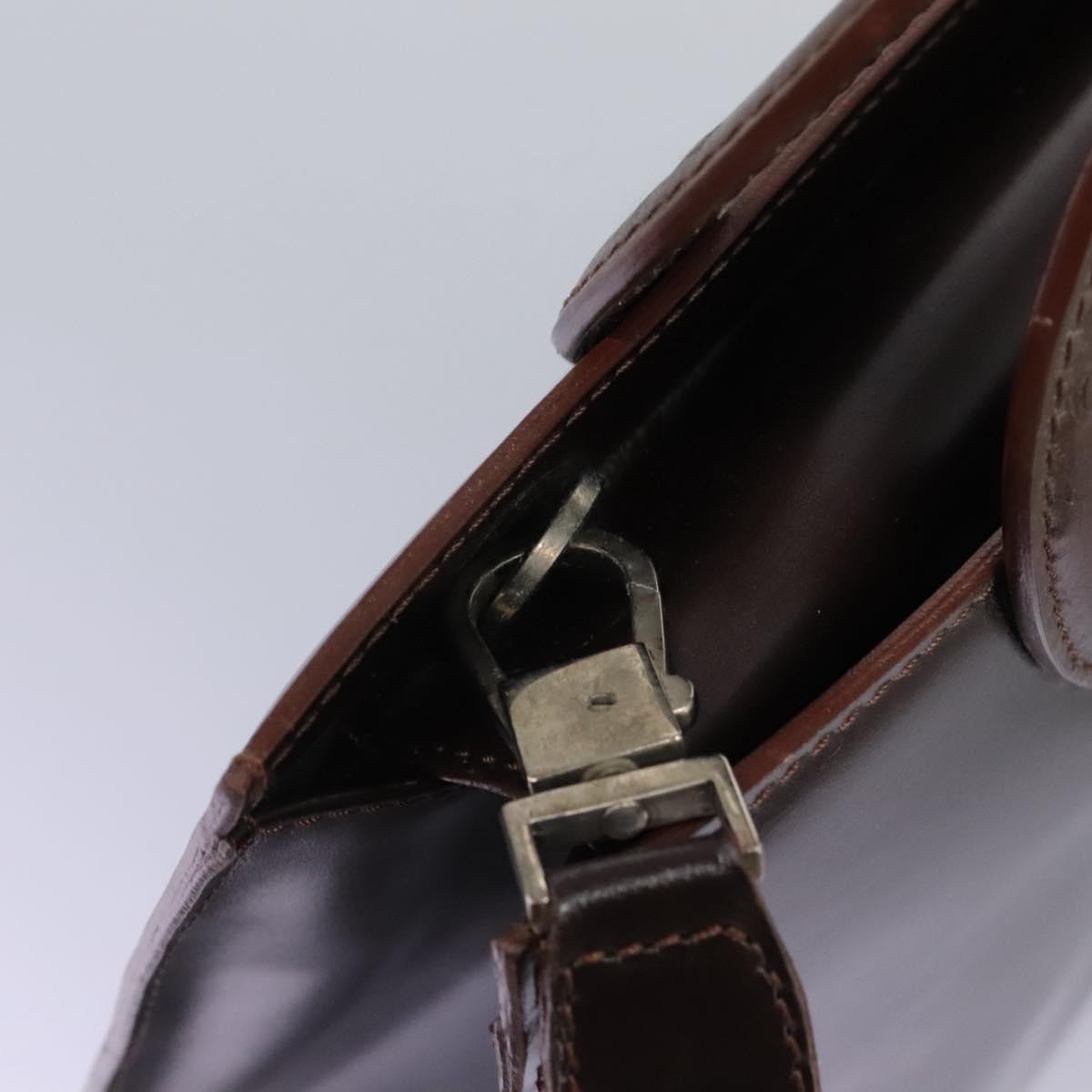 Celine CELINE Hand Bag Leather 2way Dark Brown Gold Authentic 124296