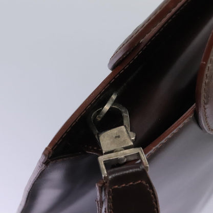 Celine CELINE Hand Bag Leather 2way Dark Brown Gold Authentic 124296