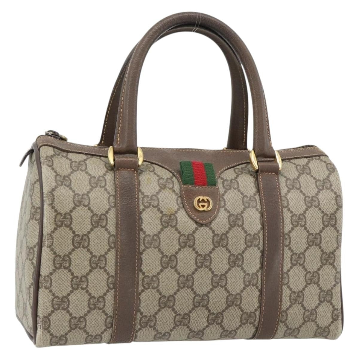 Gucci GUCCI GG Supreme Web Sherry Line Bag PVC Beige Gold 40 02 006 Authentic BA12926