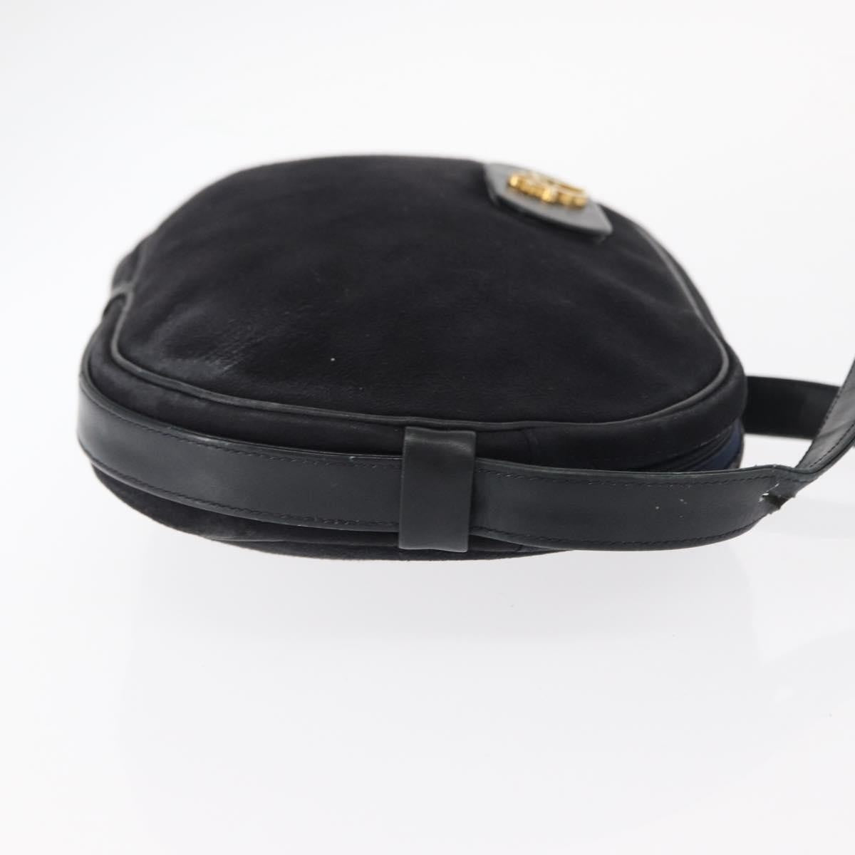 Dior Christian Dior Shoulder Bag Suede Black Gold Authentic 157242