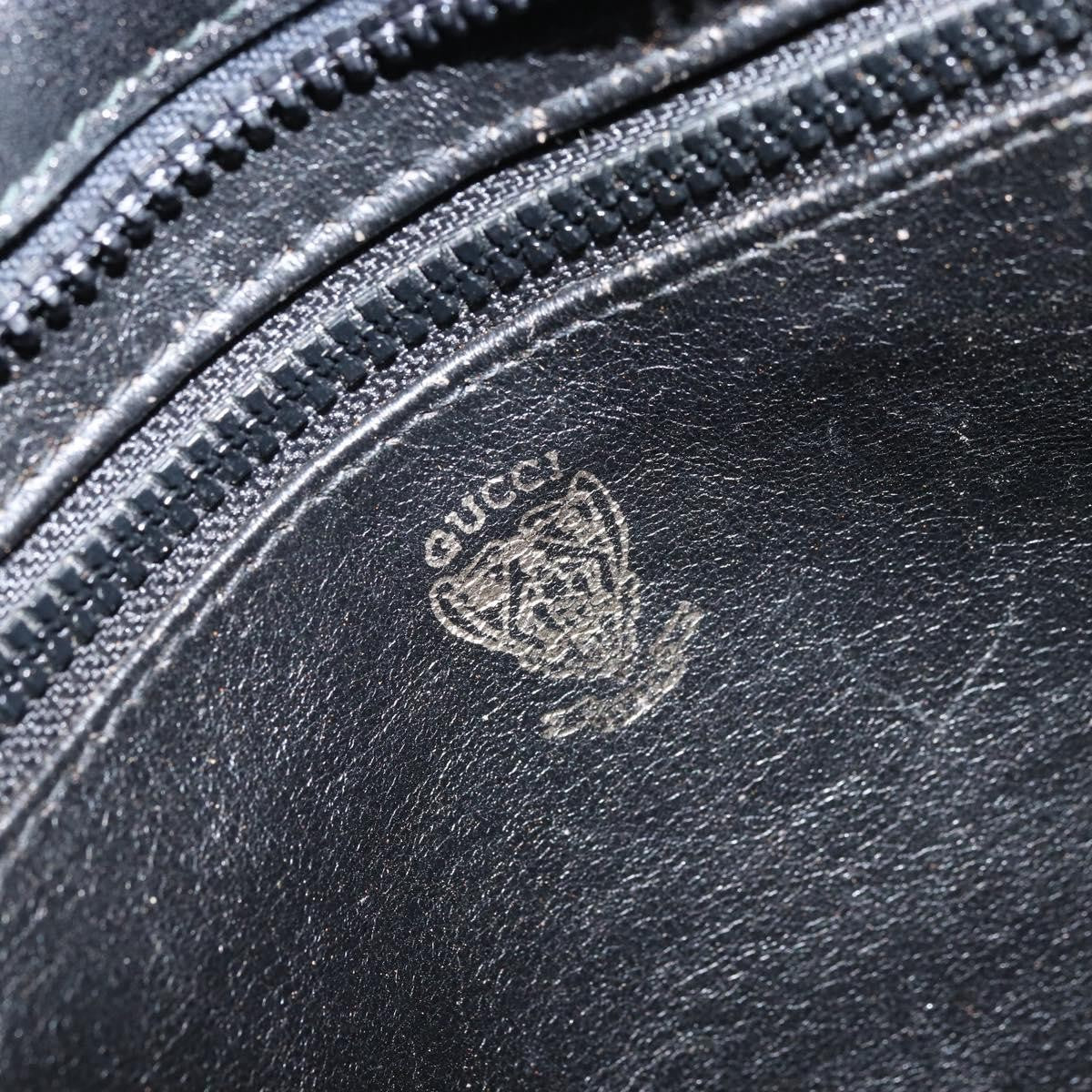 Gucci GUCCI Hand Bag Leather Black Gold Authentic BSZ350