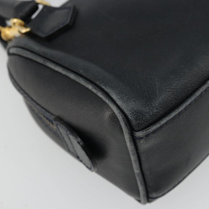 Celine CELINE Hand Bag Leather 2way Gold Navy Authentic am11231A