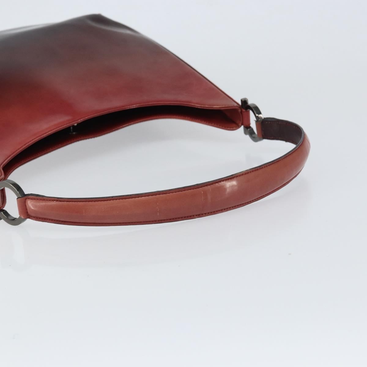 Salvatore Ferragamo Salvatore Ferragamo Gancini Shoulder Bag Patent leather Red Silver Authentic 160692