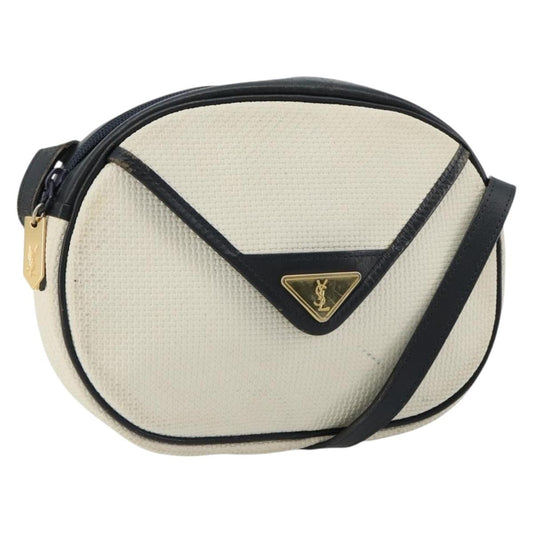 Saint Laurent SAINT LAURENT Shoulder Bag Leather White Gold Authentic 156806