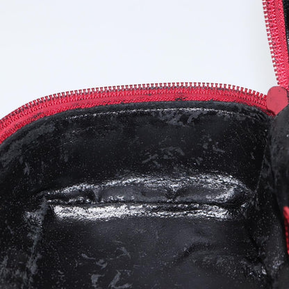 Gucci GUCCI Horsebit Vanity Bag Hand Bag Suede Red Gold 032 1705 0141 Authentic yk19984
