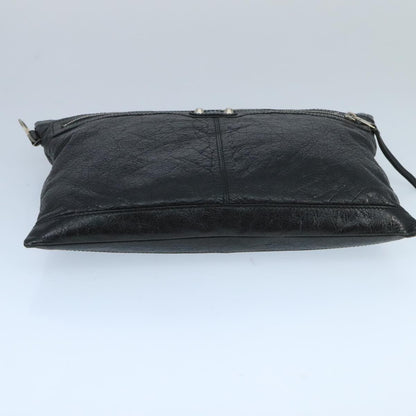 Balenciaga BALENCIAGA Clutch Bag Leather Black Silver 273023 Authentic bs19499